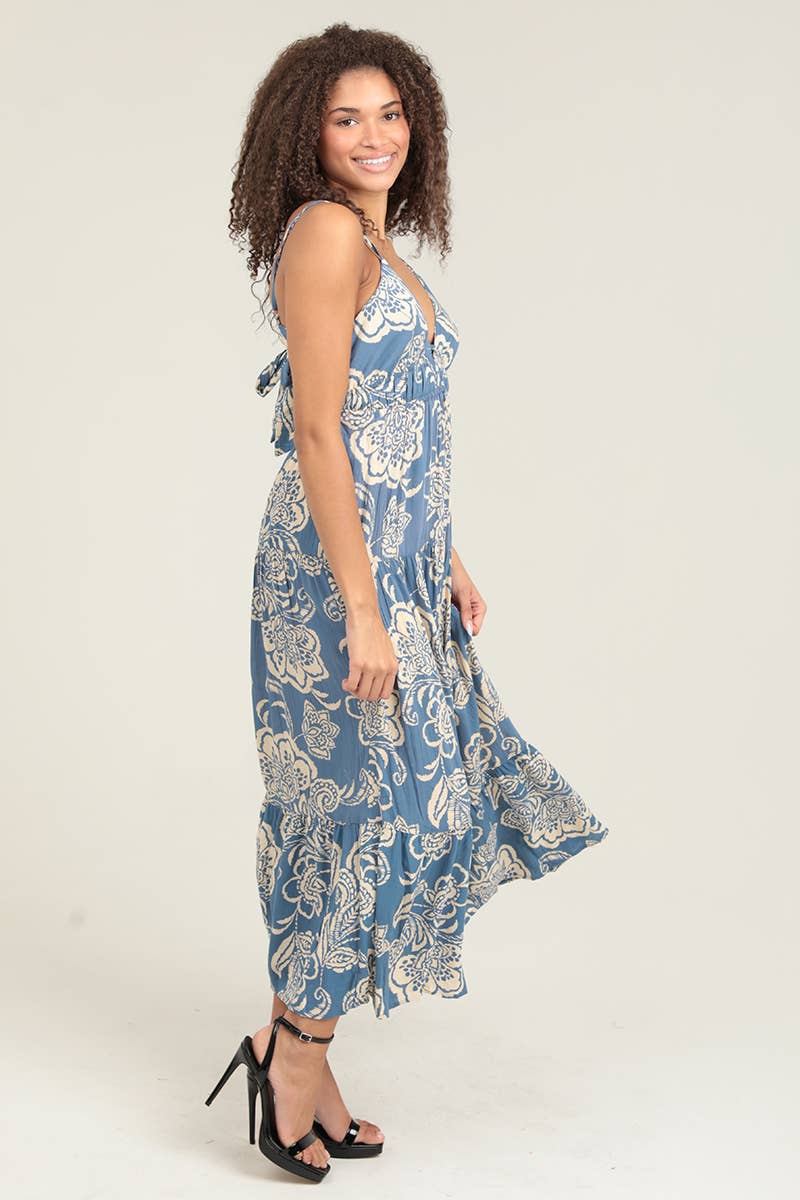 angie floral print keyhole maxi dress Boho Floral Keyhole Tiered Maxi Dress – Peek-A-Boo ANGIE Style L