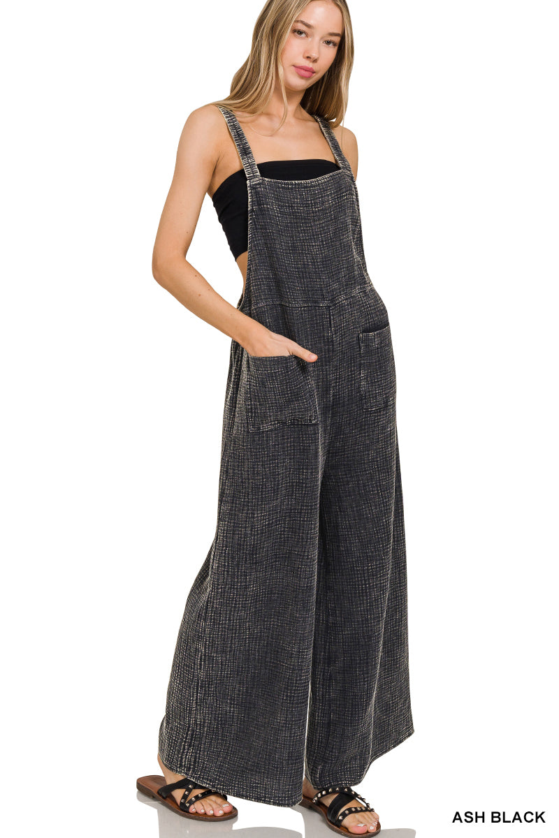 Cotton Gauze Wide Leg Overalls Washed Double Gauze Jumpsuit with Ela Katalina's Boutique Cotton Gauze Wide Leg Overalls Washed Double Gauze Jumpsuit with Ela Katalina's Boutique