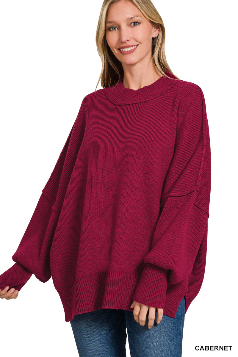 Side Slit Long Oversized Sweater – Cozy Heavyweight Knit